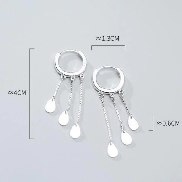 925 Sterling Silver Chain Drop Hoop Earrings D8 - Picture 8 of 8